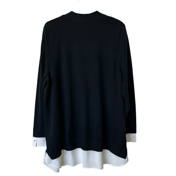 J Jill Mixed 2X Media Layered Sweater Black Cream - Picture 3 of 11